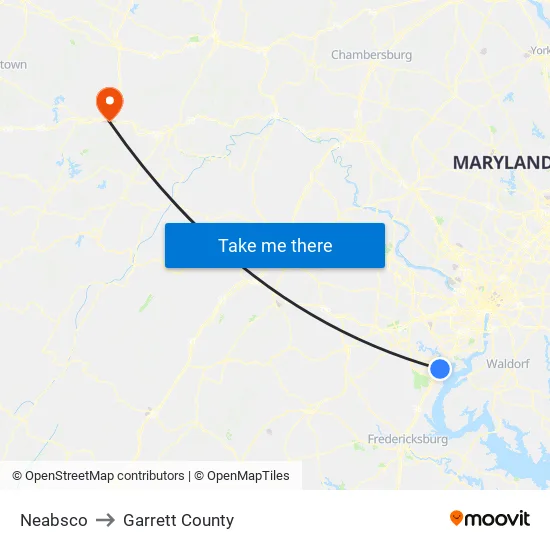 Neabsco to Garrett County map
