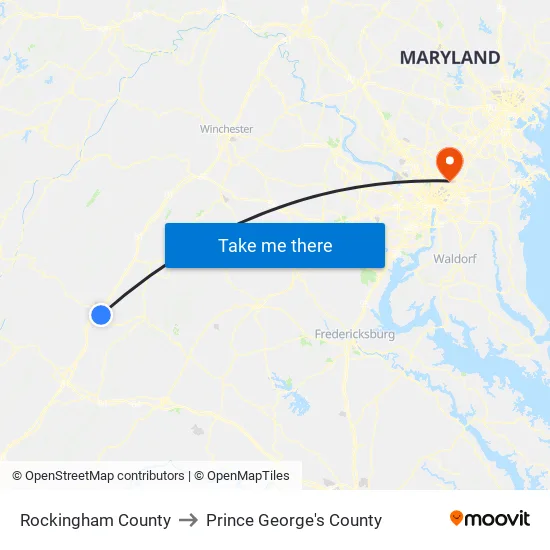 Rockingham County to Prince George's County map