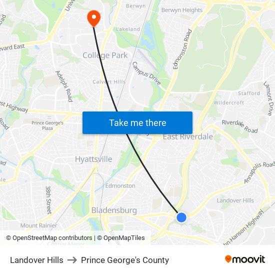 Landover Hills to Prince George's County map