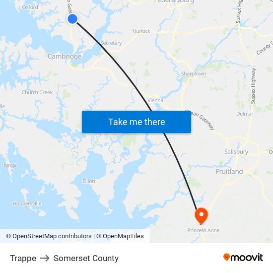 Trappe to Somerset County map