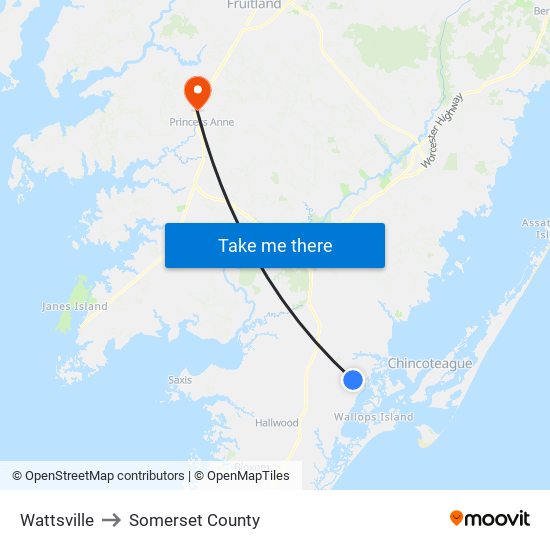 Wattsville to Somerset County map