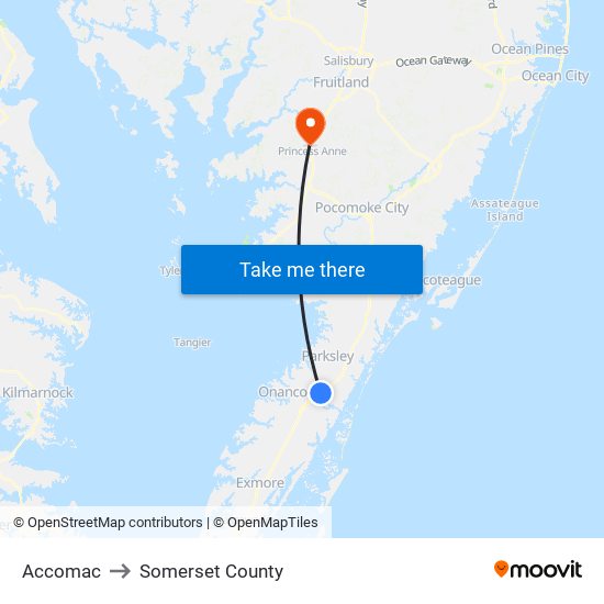 Accomac to Somerset County map