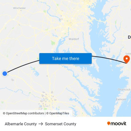 Albemarle County to Somerset County map