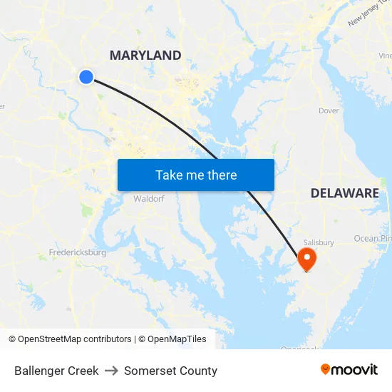 Ballenger Creek to Somerset County map