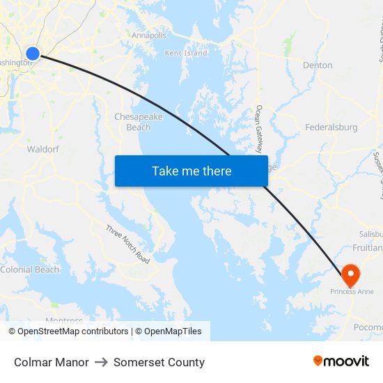 Colmar Manor to Somerset County map