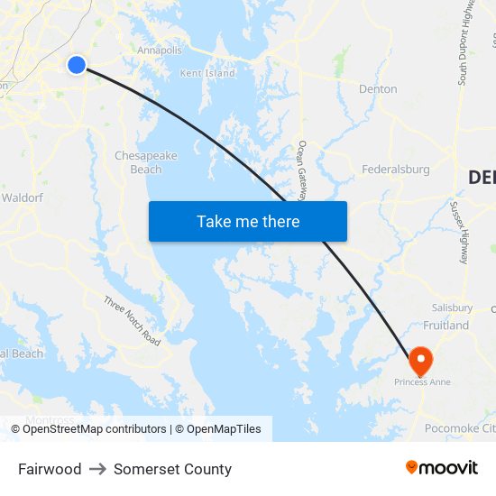 Fairwood to Somerset County map