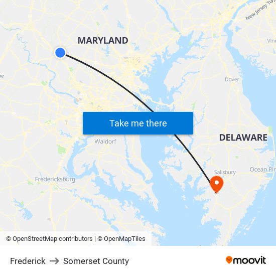 Frederick to Somerset County map