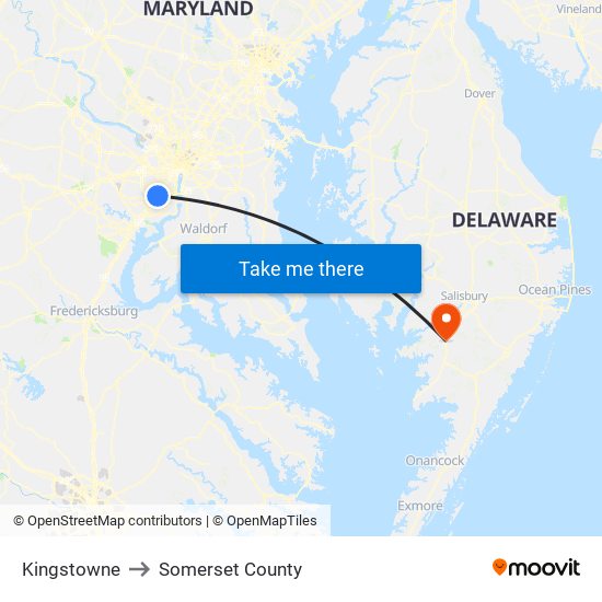 Kingstowne to Somerset County map