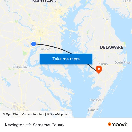 Newington to Somerset County map