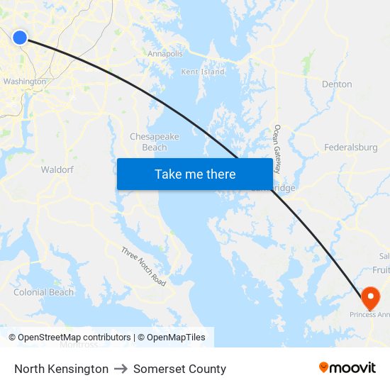 North Kensington to Somerset County map