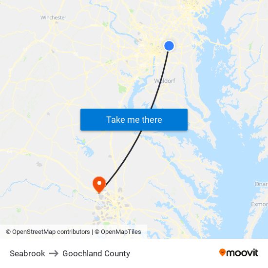 Seabrook to Goochland County map