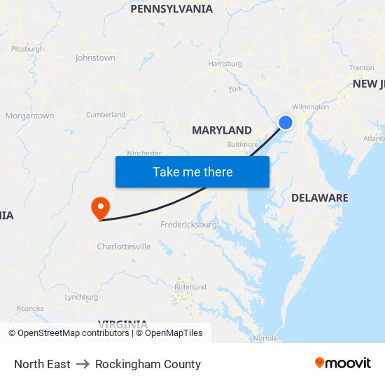 North East to Rockingham County map