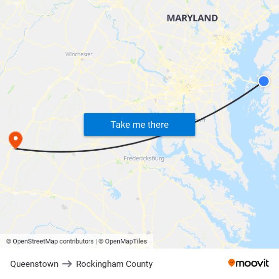 Queenstown to Rockingham County map