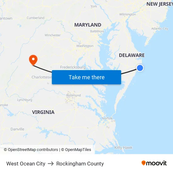 West Ocean City to Rockingham County map