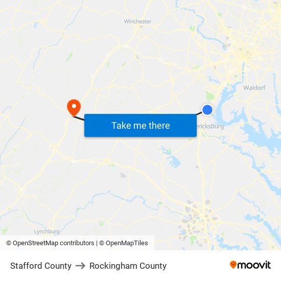 Stafford County to Rockingham County map