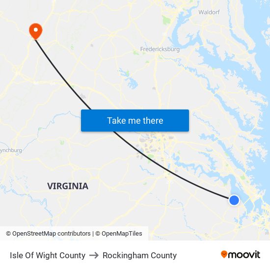 Isle Of Wight County to Rockingham County map