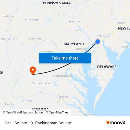 Cecil County to Rockingham County map