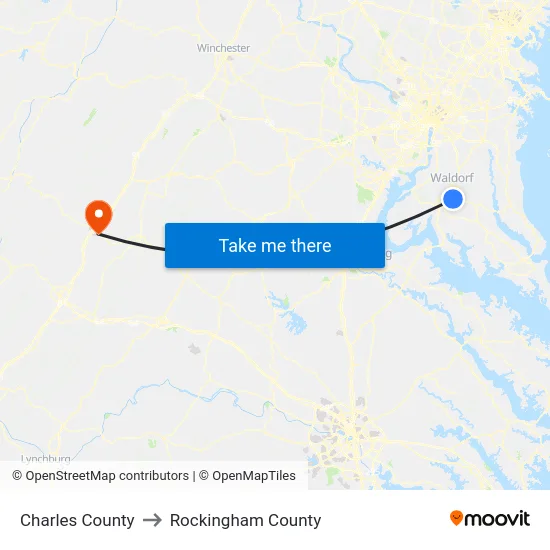 Charles County to Rockingham County map