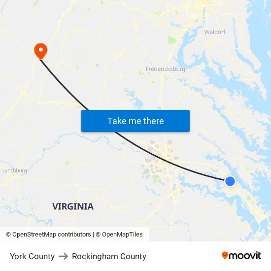 York County to Rockingham County map
