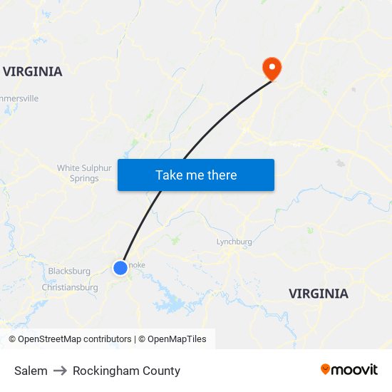 Salem to Rockingham County map