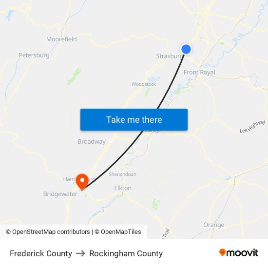 Frederick County to Rockingham County map