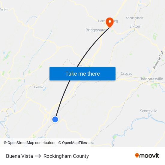 Buena Vista to Rockingham County map