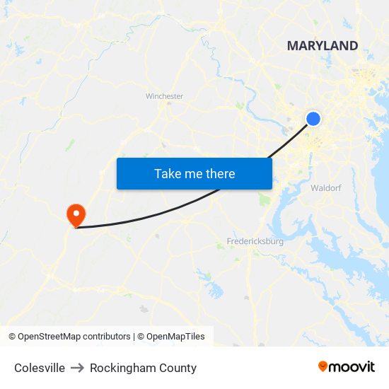 Colesville to Rockingham County map