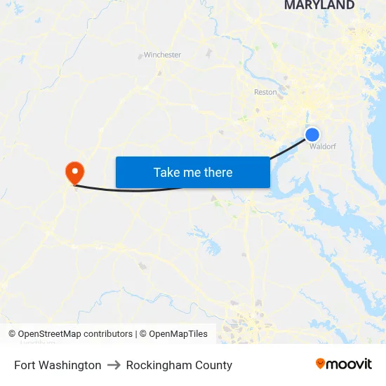 Fort Washington to Rockingham County map