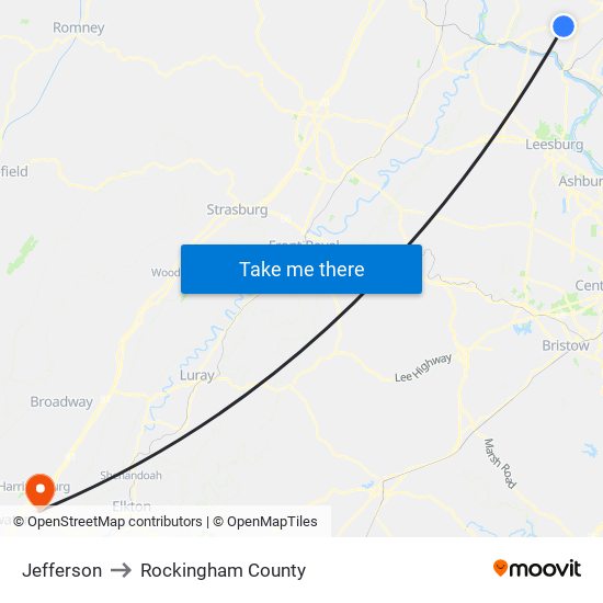 Jefferson to Rockingham County map