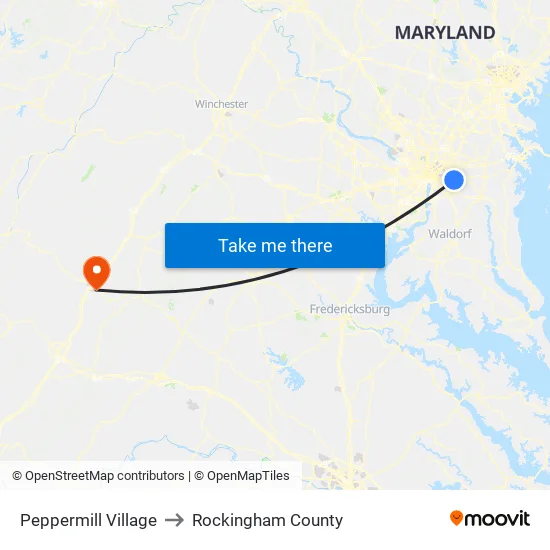 Peppermill Village to Rockingham County map