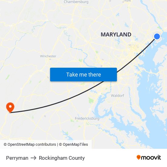 Perryman to Rockingham County map