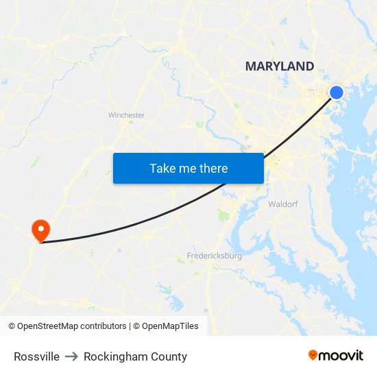 Rossville to Rockingham County map