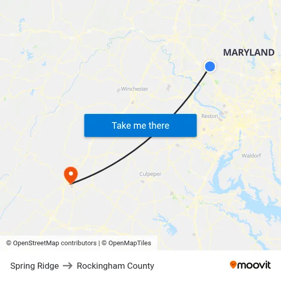 Spring Ridge to Rockingham County map