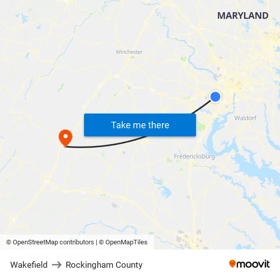 Wakefield to Rockingham County map