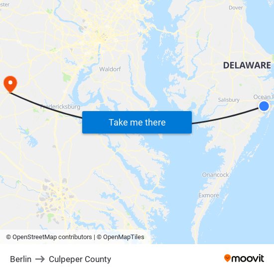 Berlin to Culpeper County map