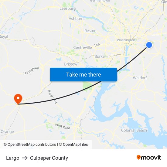 Largo to Culpeper County map