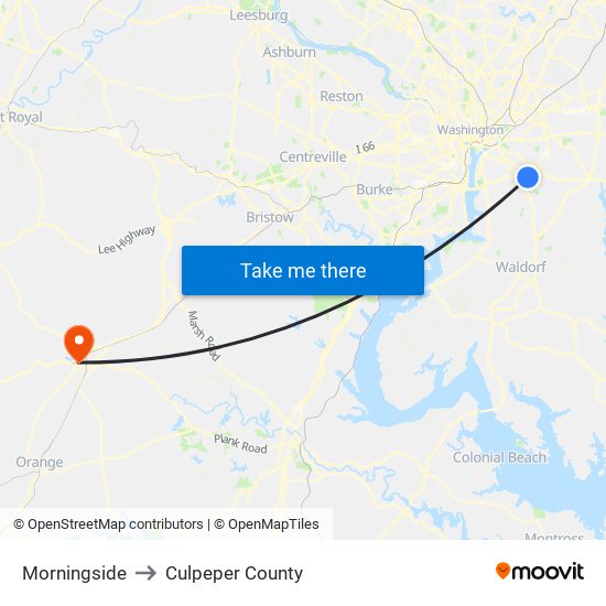 Morningside to Culpeper County map