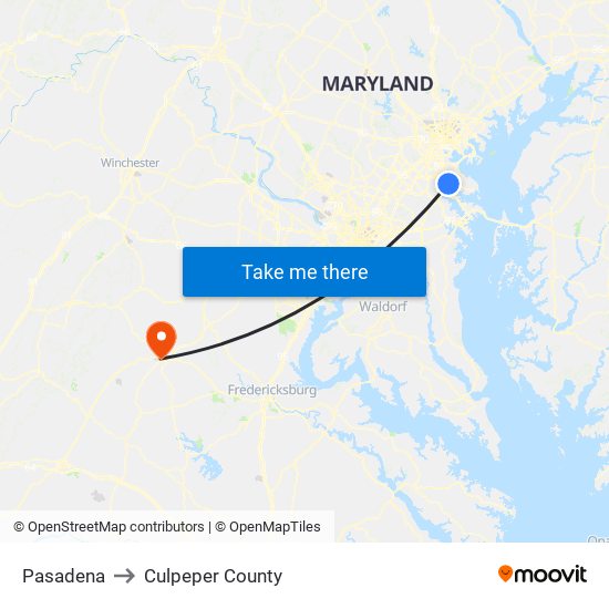 Pasadena to Culpeper County map