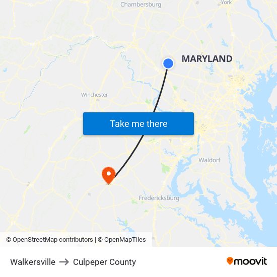 Walkersville to Culpeper County map