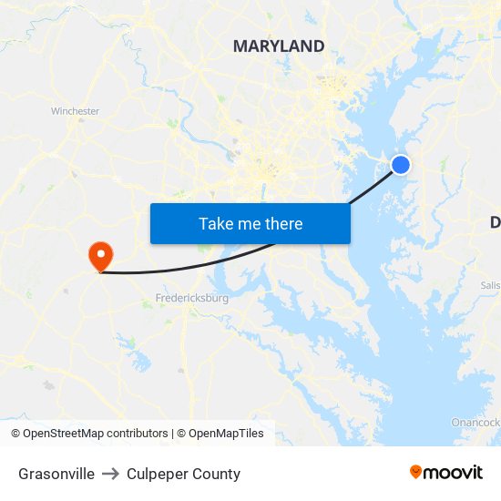 Grasonville to Culpeper County map