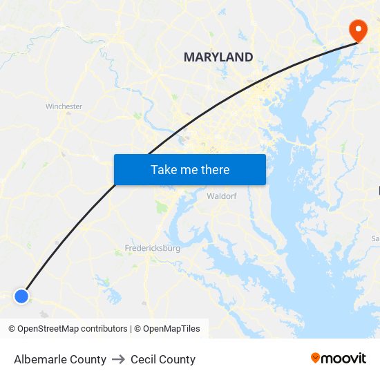 Albemarle County to Cecil County map