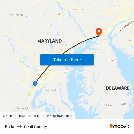 Burke to Cecil County map