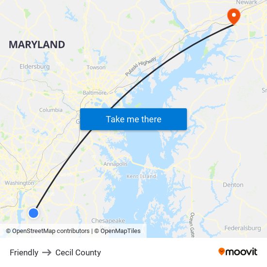 Friendly to Cecil County map