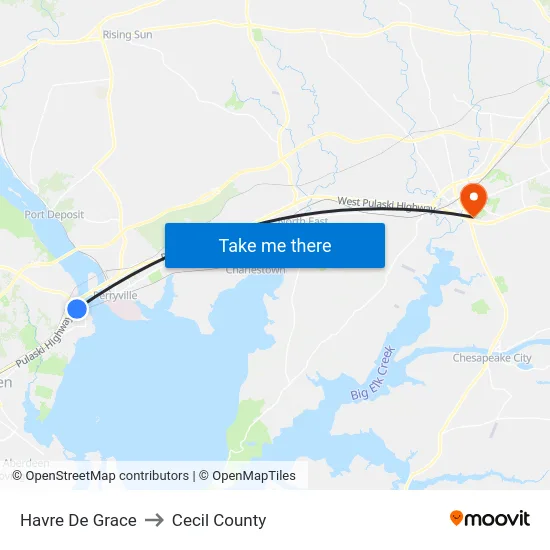 Havre De Grace to Cecil County map