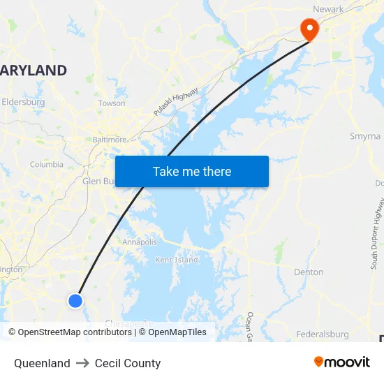 Queenland to Cecil County map