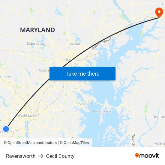 Ravensworth to Cecil County map
