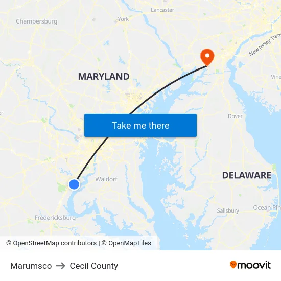 Marumsco to Cecil County map
