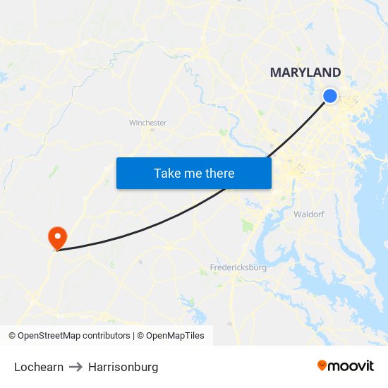 Lochearn to Harrisonburg map