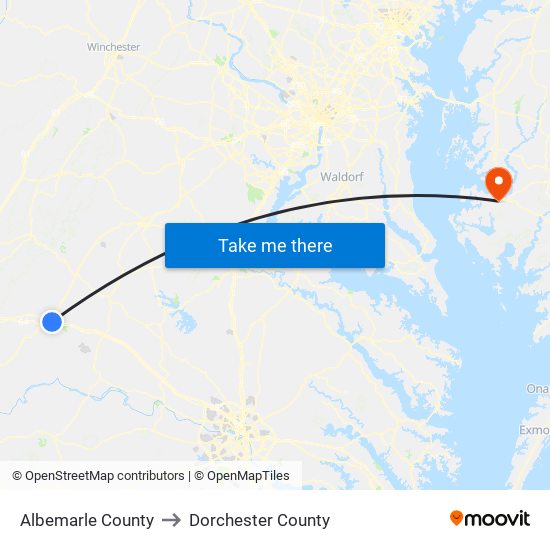 Albemarle County to Dorchester County map