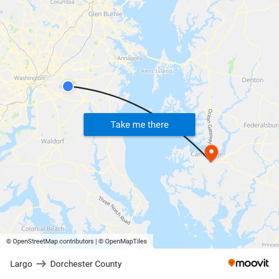 Largo to Dorchester County map